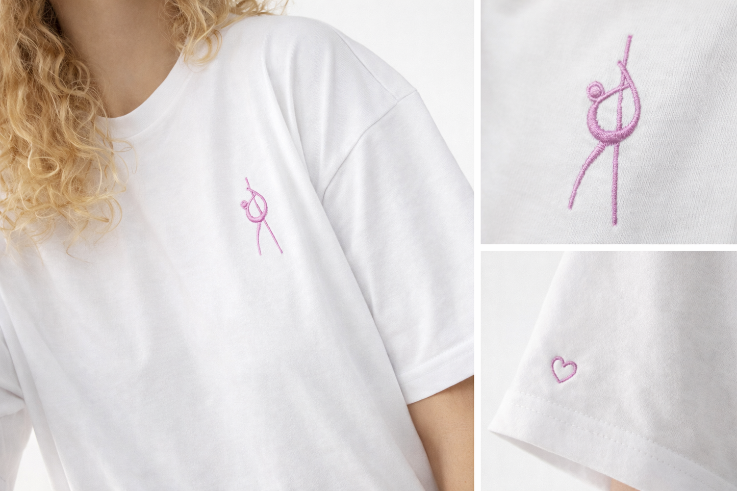 Oversize T-Shirt – Handmade Stickerei rosa