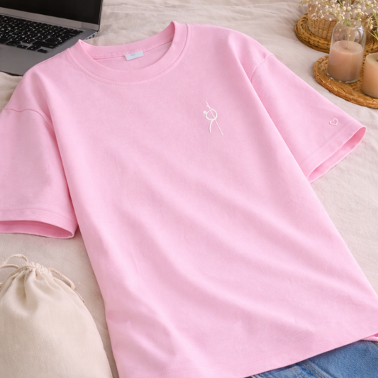 Oversize T-Shirt – Handmade Stickerei weiß