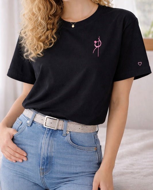 Oversize T-Shirt – Handmade Stickerei rosa