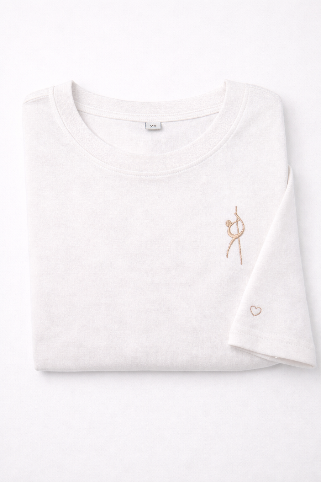 Oversize T-Shirt – Handmade Stickerei Beige