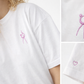 Oversize T-Shirt – Handmade Stickerei rosa