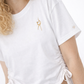 Scrunch T-Shirt – Handmade Stickerei Beige