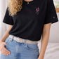Oversize T-Shirt – Handmade Stickerei rosa