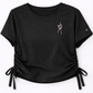 Crop T-Shirt – Handmade Stickerei rosa