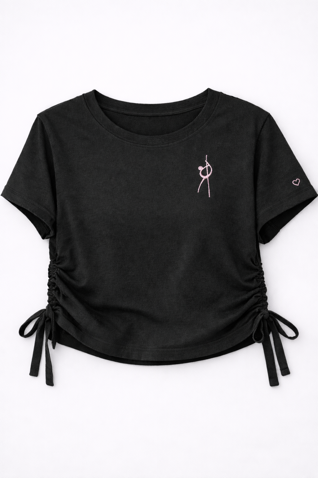 Crop T-Shirt – Handmade Stickerei rosa