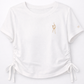 Scrunch T-Shirt – Handmade Stickerei Beige