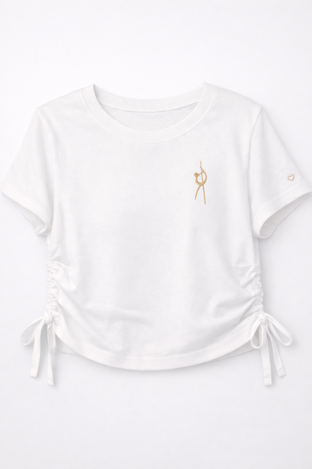Scrunch T-Shirt – Handmade Stickerei Beige