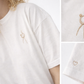 Oversize T-Shirt – Handmade Stickerei Beige